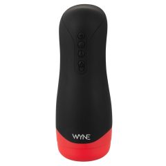   WYNE 01 - Akumulatorowy, wibrująco-ssący, podgrzewany masturbator (czarny)