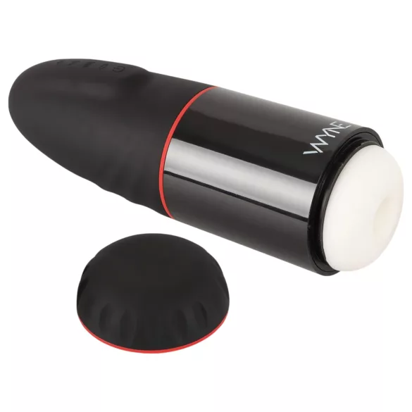 WYNE 02 - masturbator męski wibrująco-ssący - akumulator - czarno-biały