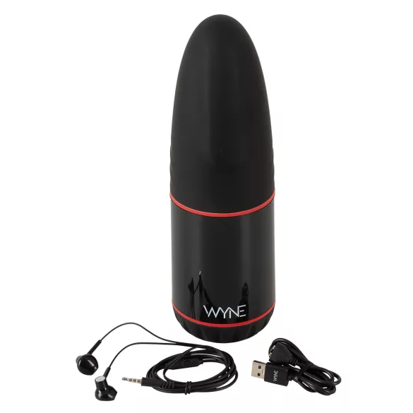 WYNE 02 - masturbator męski wibrująco-ssący - akumulator - czarno-biały