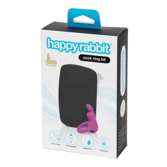 Zestaw Happyrabbit Cock - pierścień wibrujący z etui (fioletowy)