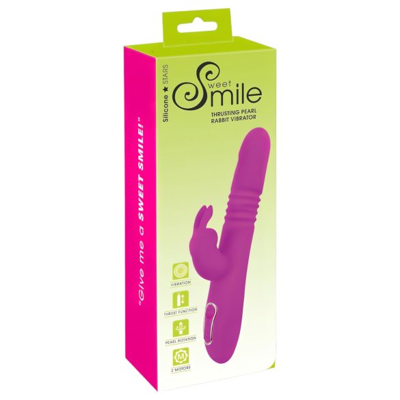 SMILE Rabbit - różowy wibrator obrotowy z wypustką baterią ładowalną