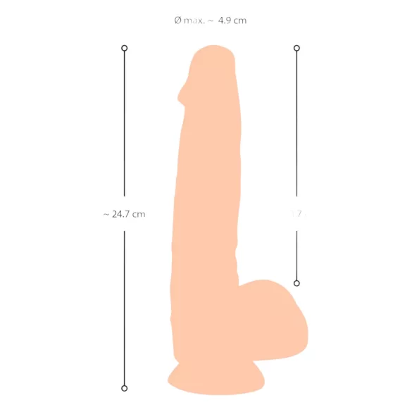 Natute Skin - dildo realistyczny z żyłkami - 25 cm - kolor naturalny