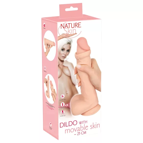 Natute Skin - dildo realistyczny z żyłkami - 25 cm - kolor naturalny