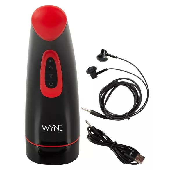WYNE 03 - masturbator męski - wibracje i ssanie - akumulatorowy - czarny