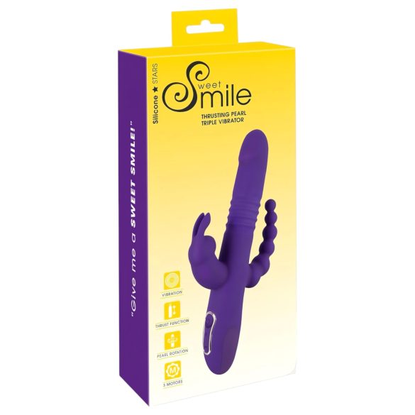 SMILE Triple - potrójny wibrator z akumulatorami i obrotowymi ramionami (fioletowy)