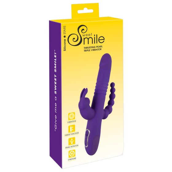 SMILE Triple - ładowalny, potrójny wibrator z obrotowym popychaczem (fioletowy)