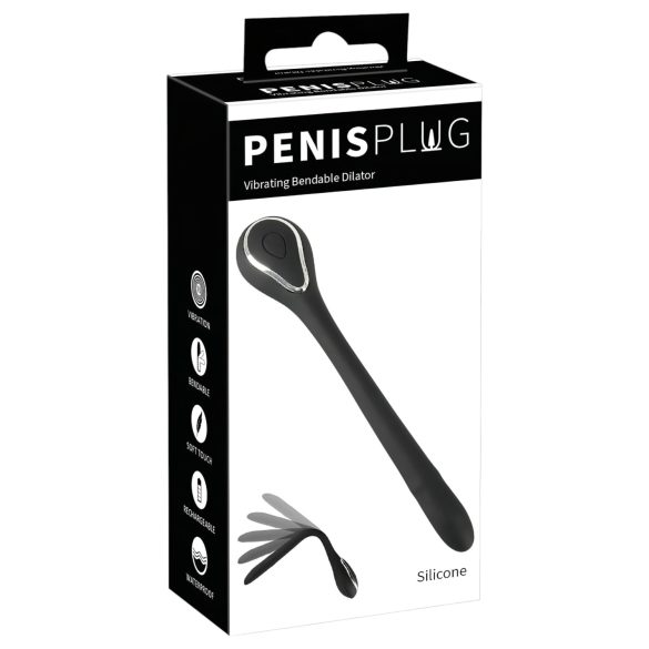 Wibracyjny penis plug (1,1cm) - czarny
