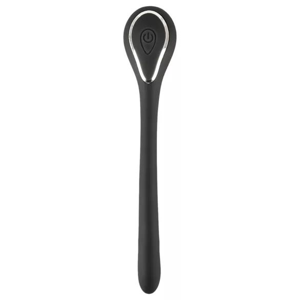 Penis Plug Dilator - akumulatorowy, wibrujący dilator (1 cm, czarny)