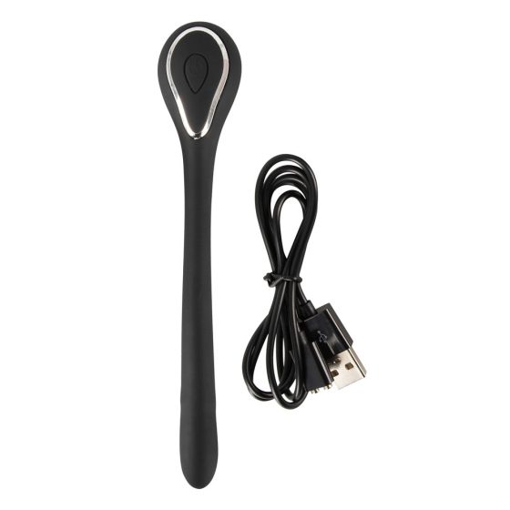 Penis Plug Dilator - akumulatorowy wibrator cewki moczowej (0,6-1,1 cm) - czarny