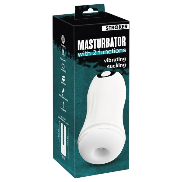 STROKER - akumulatorowy, ssąco-wibrujący masturbator (biały)