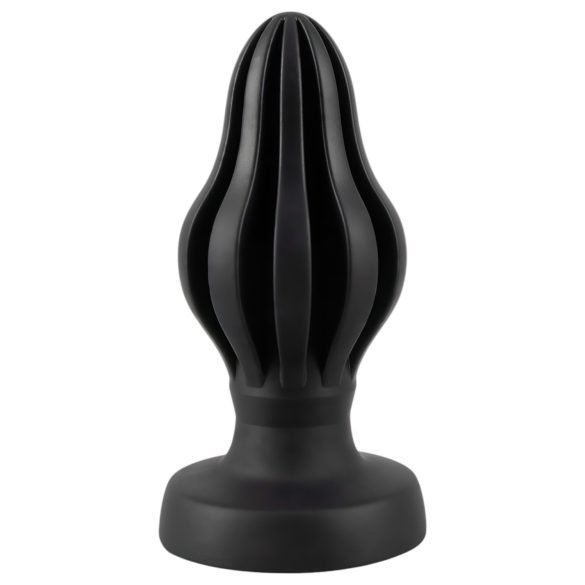 ANOS - żebrowany miękki korek analny - 5 cm (czarny)