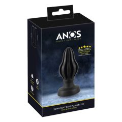   ANOS - super miękkie, prążkowane dildo analne - 5cm (czarne)