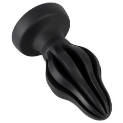   ANOS - super miękkie, prążkowane dildo analne - 5cm (czarne)