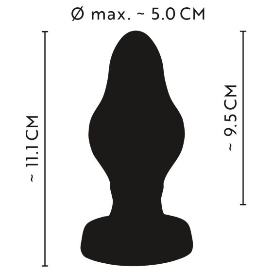 ANOS - super miękkie, prążkowane dildo analne - 5cm (czarne)