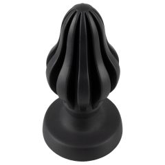   ANOS - super miękkie, prążkowane dildo analne - 7 cm (czarne)