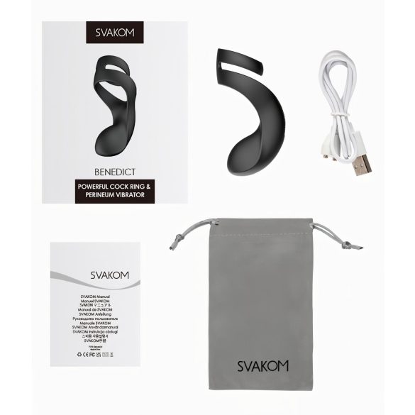 Svakom Benedict - pierścień wibrujący na penisa - stymulator krocza - czarny