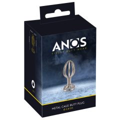   ANOS Metal (2,8 cm) - stalowe dildo analne w klatce (srebrne)