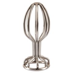  ANOS Metal (2,8 cm) - stalowe dildo analne w klatce (srebrne)
