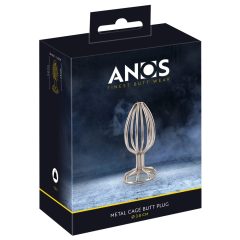   ANOS Metal (3,8 cm) - dildo analne z metalową klatką (srebrne) 