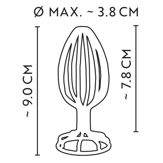 ANOS Metal (3,8 cm) - dildo analne z metalową klatką (srebrne) 