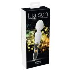   Liaison Wand - ładowalny wibrator LED ze szkła silikonowego (przezroczysto-biały)
