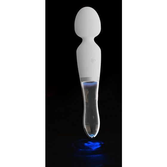 Liaison Wand - ładowalny wibrator LED ze szkła silikonowego (przezroczysto-biały)