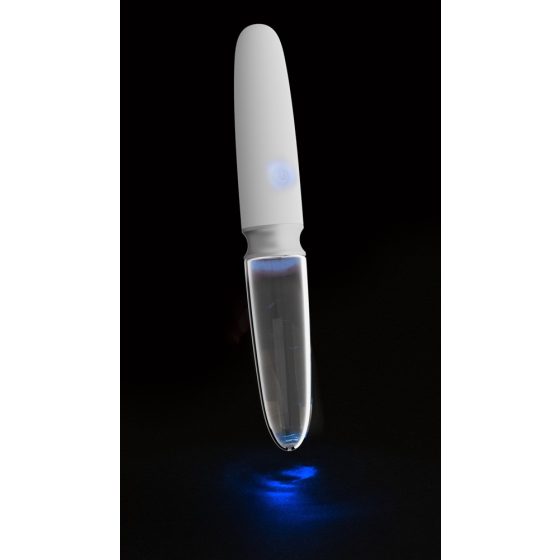 You2Toys Liaison - ładowalny wibrator LED ze szkła silikonowego (przezroczysto-biały)