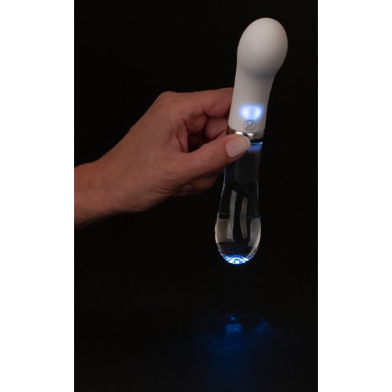 You2toys Liaison - ładowalny wibrator LED ze szkła silikonowego (przezroczysto-biały)