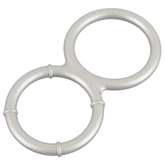 You2Toys - podwójny silikonowy pierścień na penisa i jądra z efektem metalicznym (srebrny)