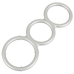   You2Toys - potrójny silikonowy pierścień na penisa i jądra z efektem metalicznym (srebrny)