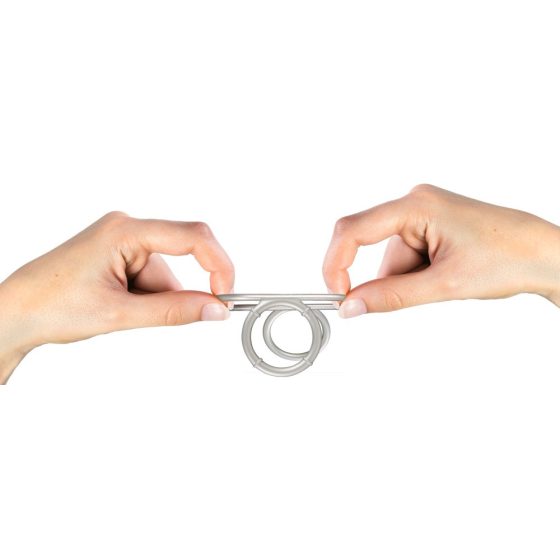 You2Toys - potrójny silikonowy pierścień na penisa i jądra z efektem metalicznym (srebrny)
