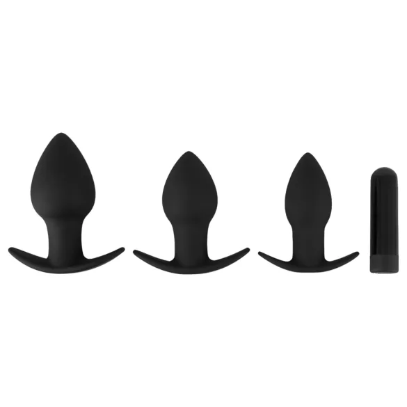 Black Velvets - zestaw wibratorów analnych akumulatorowych - 3 sztuki - czarny