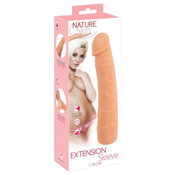 Nature Skin - wydłużający, pogrubiający rękaw na penisa (24 cm)
