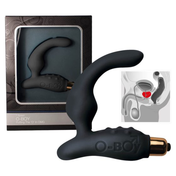 Wąski silikonowy wibrator prostaty O-Boy - czarny (7 rytmów)