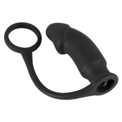   Wibrator analny Black Velvet z pierścieniem na penisa (czarny)