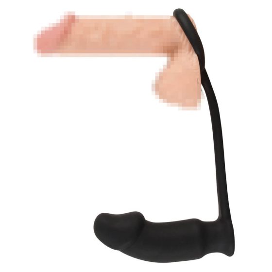 Wibrator analny Black Velvet z pierścieniem na penisa (czarny)