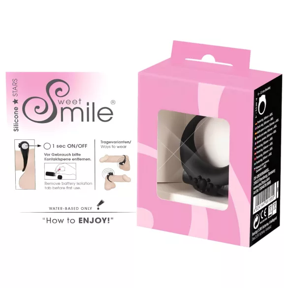 SMILE - pierścień wibrujący na penisa - silikon - czarny