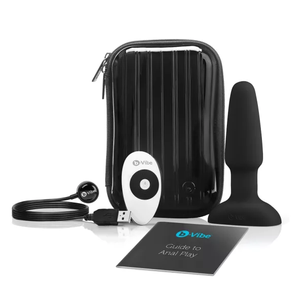 b-Vibe - obrotowy koralikowy wibrator analny z akumulatorem (czarny)