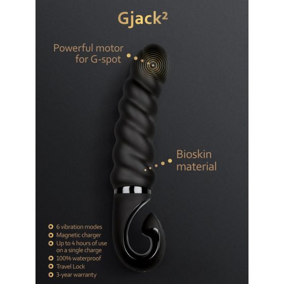 Gvibe G-jack wodoodporny silikonowy wibrator na 2 baterie (czarny)