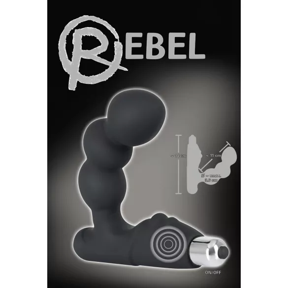 Rebel - wibrator do prostaty z wypustkami - silikon czarny