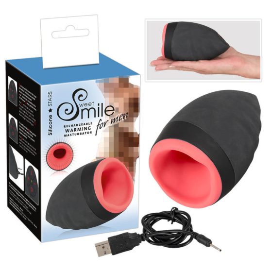 Rozgrzewający masturbator SMILE - akumulatorowy ogrzewacz do ust dla mężczyzn