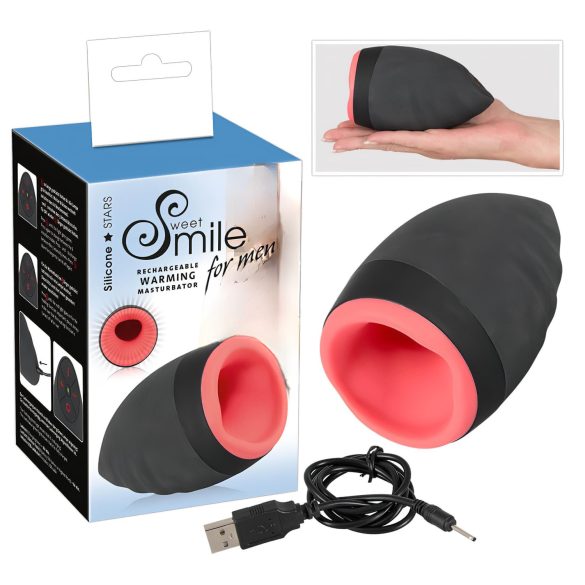 / SMILE Warming - akumulatorowy, podgrzewany masturbator ustny dla mężczyzn