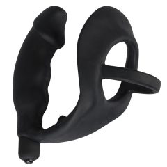   Black Velvet - Wibrator z pierścieniem na penisa i jądra (czarny)