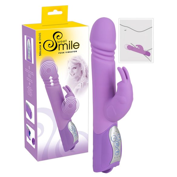 SMILE Push - fioletowy wibrator z wypustkami i ramieniem na łechtaczkę