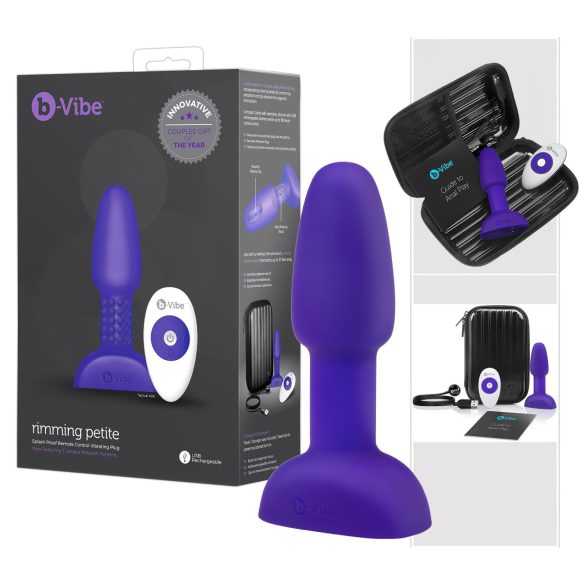 b-Vibe Rimming - obrotowy wibrujący korek analny (fioletowy)