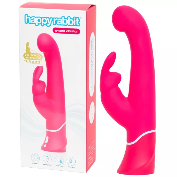 Happyrabbit - wibrator z króliczkiem na punkt G - wodoodporny - różowy