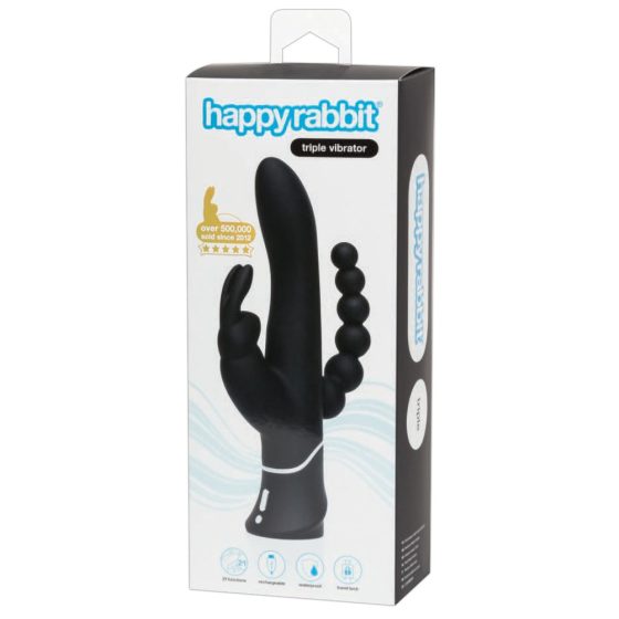 Happyrabbit Triple - ładowalny wibrator łechtaczkowy i analny (czarny)
