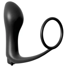   Analfantasy - wibrator analny na palec z pierścieniem na penisa (czarny)