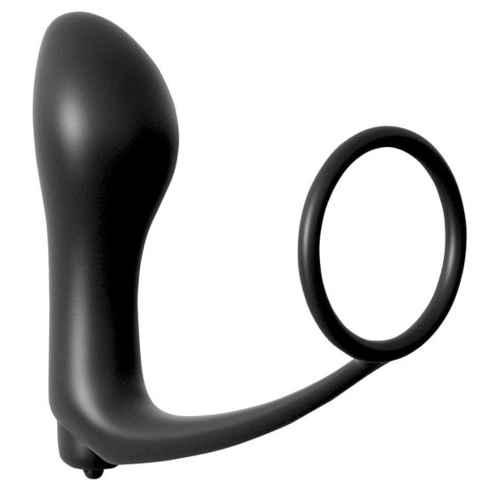 Analfantasy - analny wibrator na palec z pierścieniem na penisa (czarny)