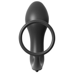   Analfantasy - analny wibrator na palec z pierścieniem na penisa (czarny)